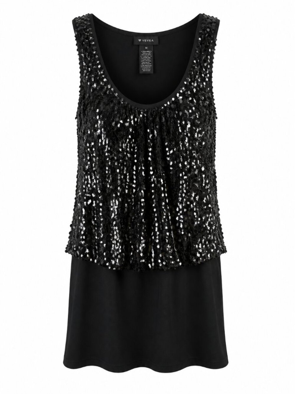 Black Sequin Mini Dress | Glam Cocktail Holiday Cruise Resort Party | Sz M